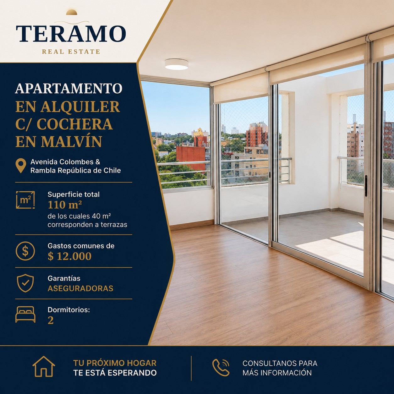 Apartamento 2 dorm. en Malvín