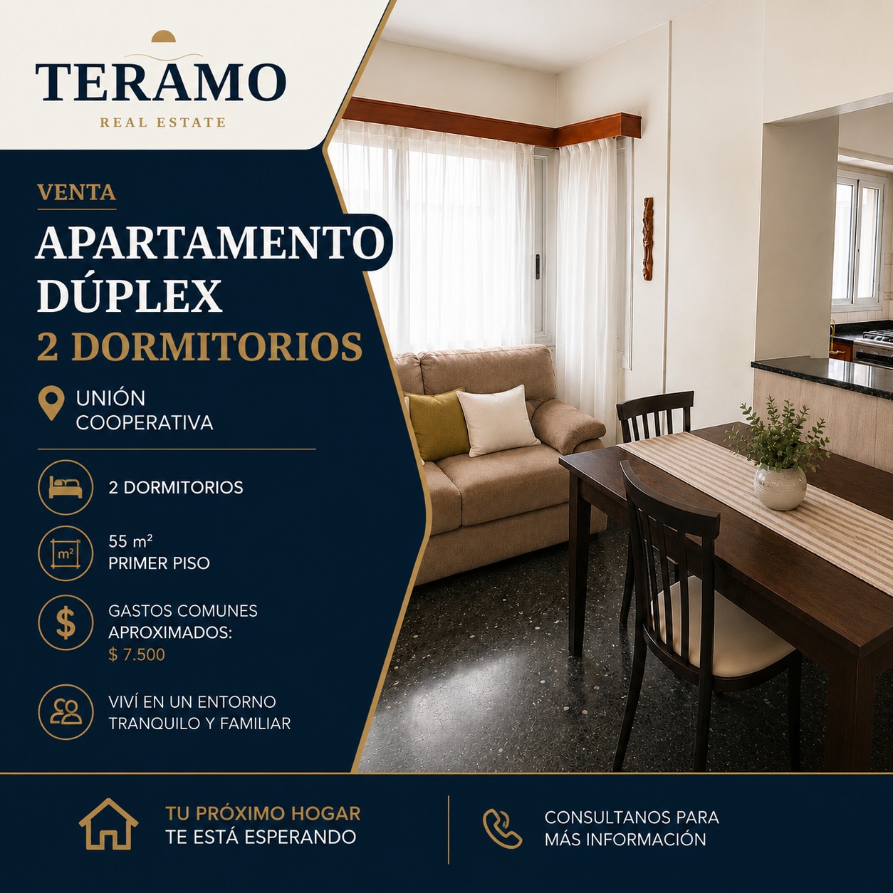 Apartamento 2 dorm. en Unión