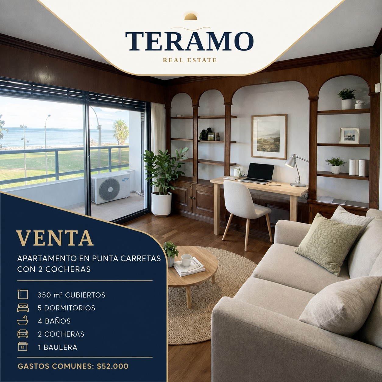 Apartamento 5 dorm. en Punta Carretas