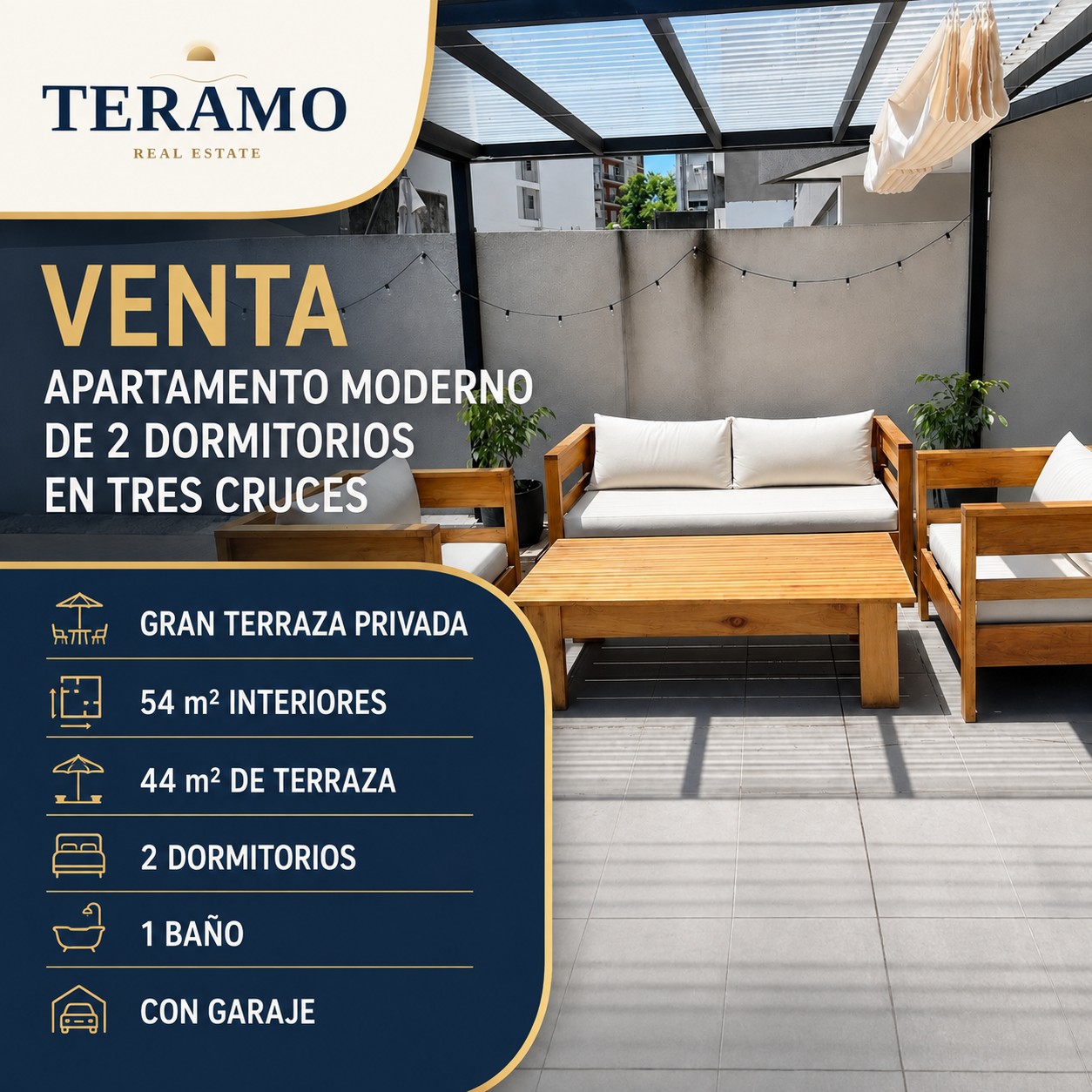 Apartamento 2 dorm. en Tres Cruces
