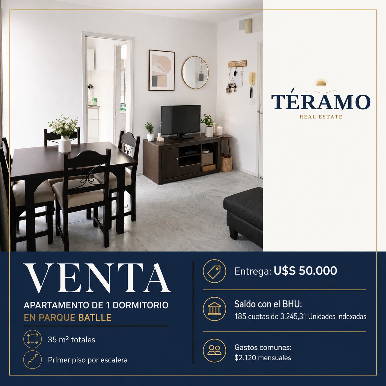 Apartamento 1 dorm. en Parque Batlle