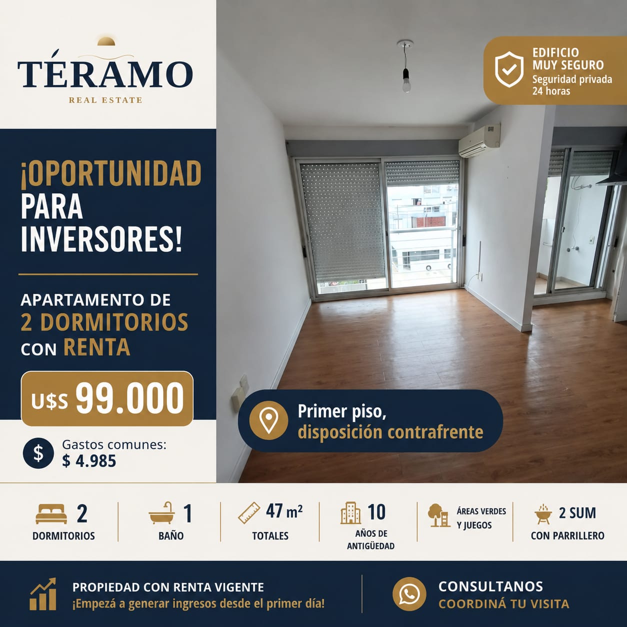 Apartamento 2 dorm. en Unión